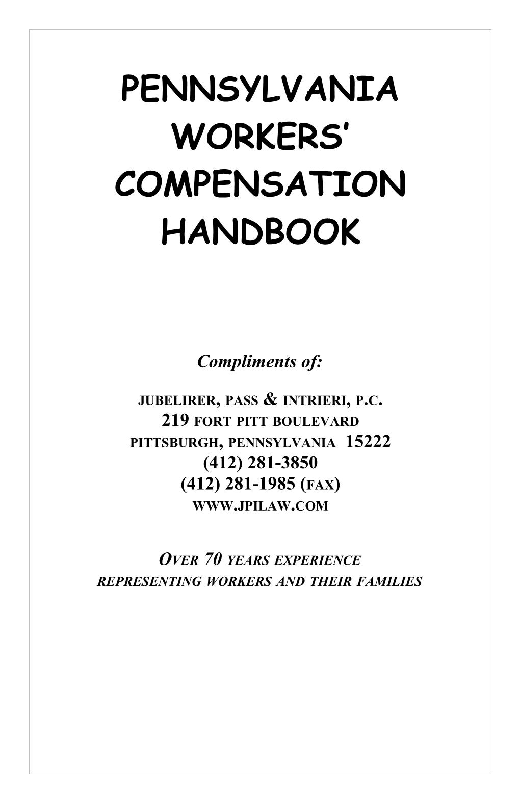 Pennsylvania Workers’ Compensation Handbook