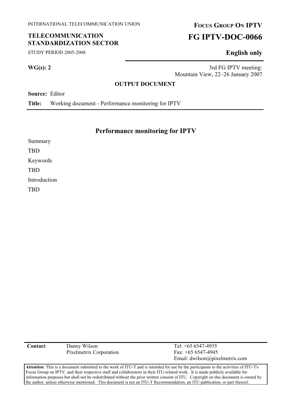 Performance Monitoring for IPTV