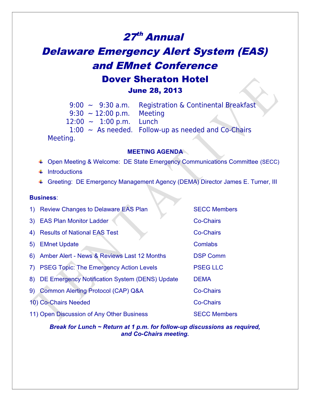 19Th Annual Delaware EAS/Emnet Conference