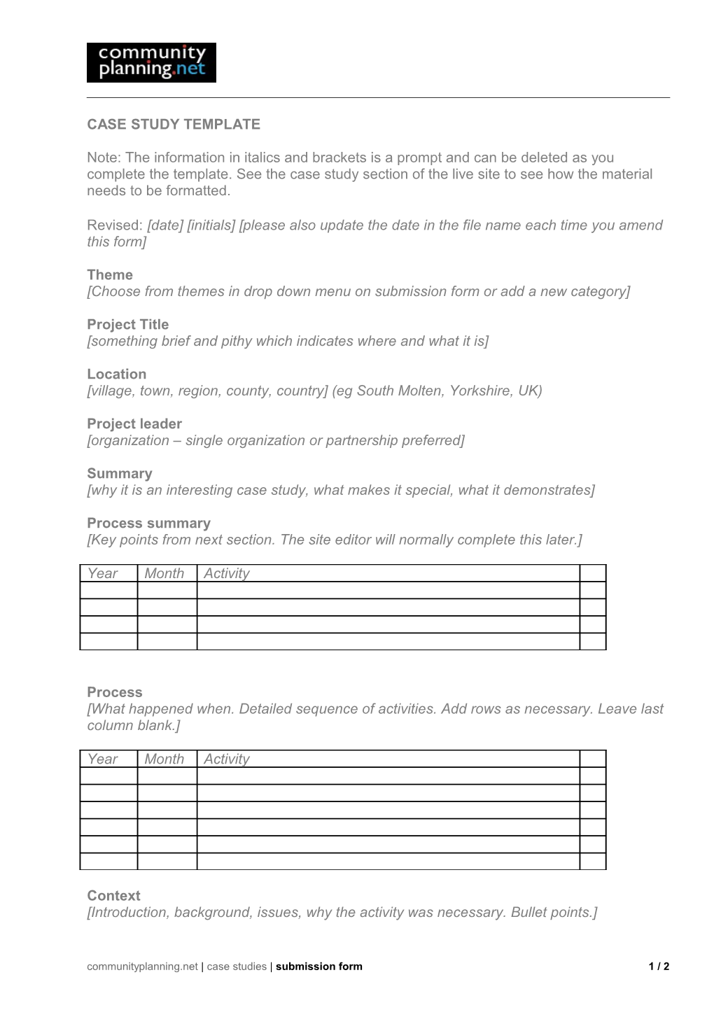 Case Study Submission Form