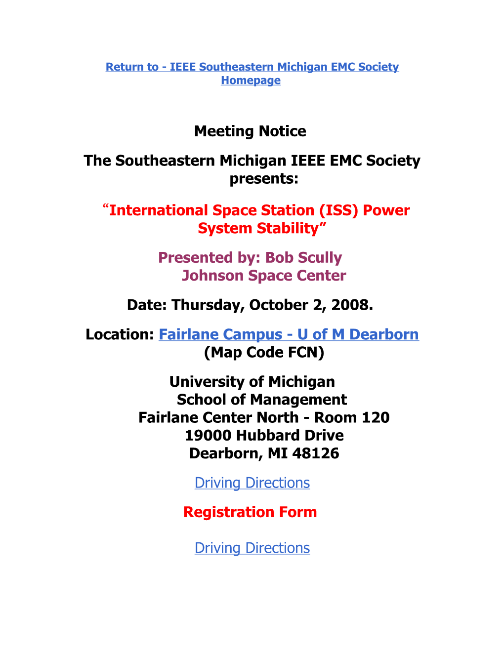 IEEE Southeastern Michigan EMC Society - Bob Scully