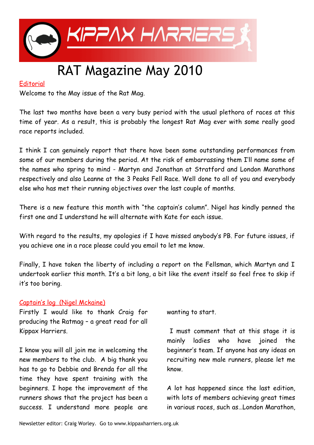 Welcome to the May Issue of the Rat Mag