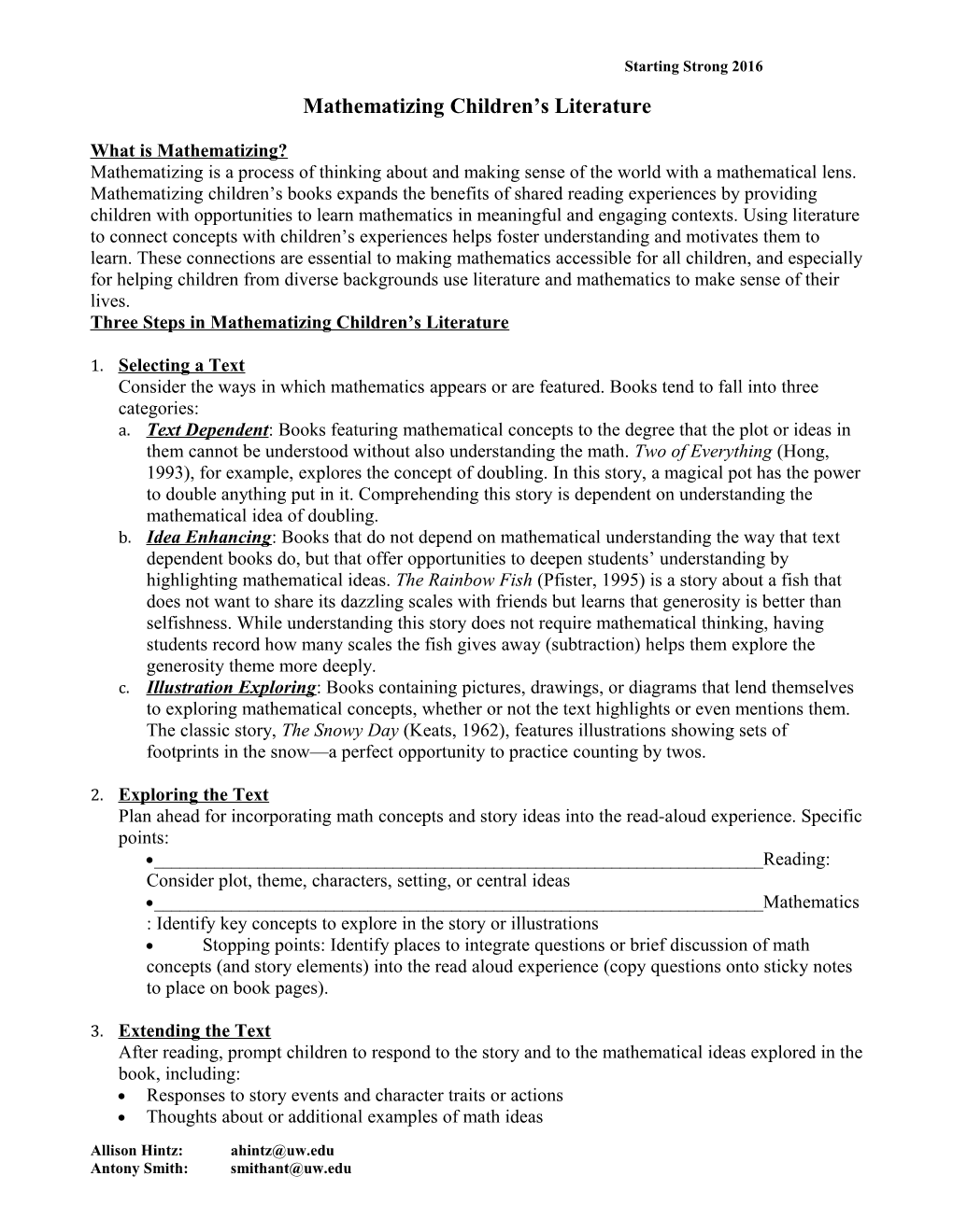 Mathematizing Children S Literature