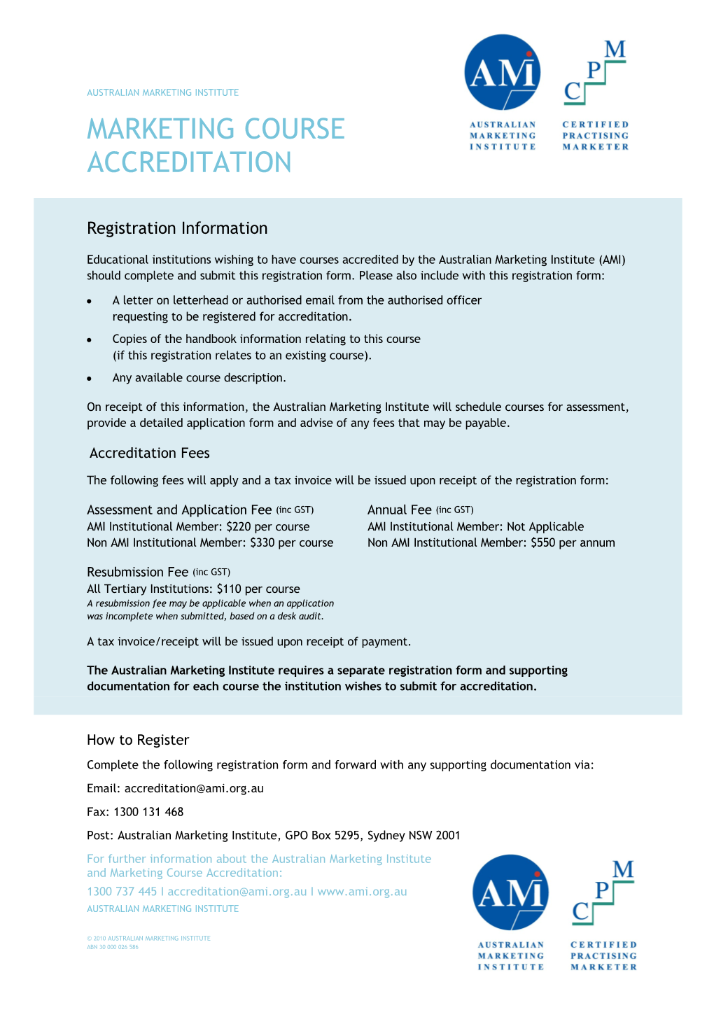 Marketing Course Accreditation