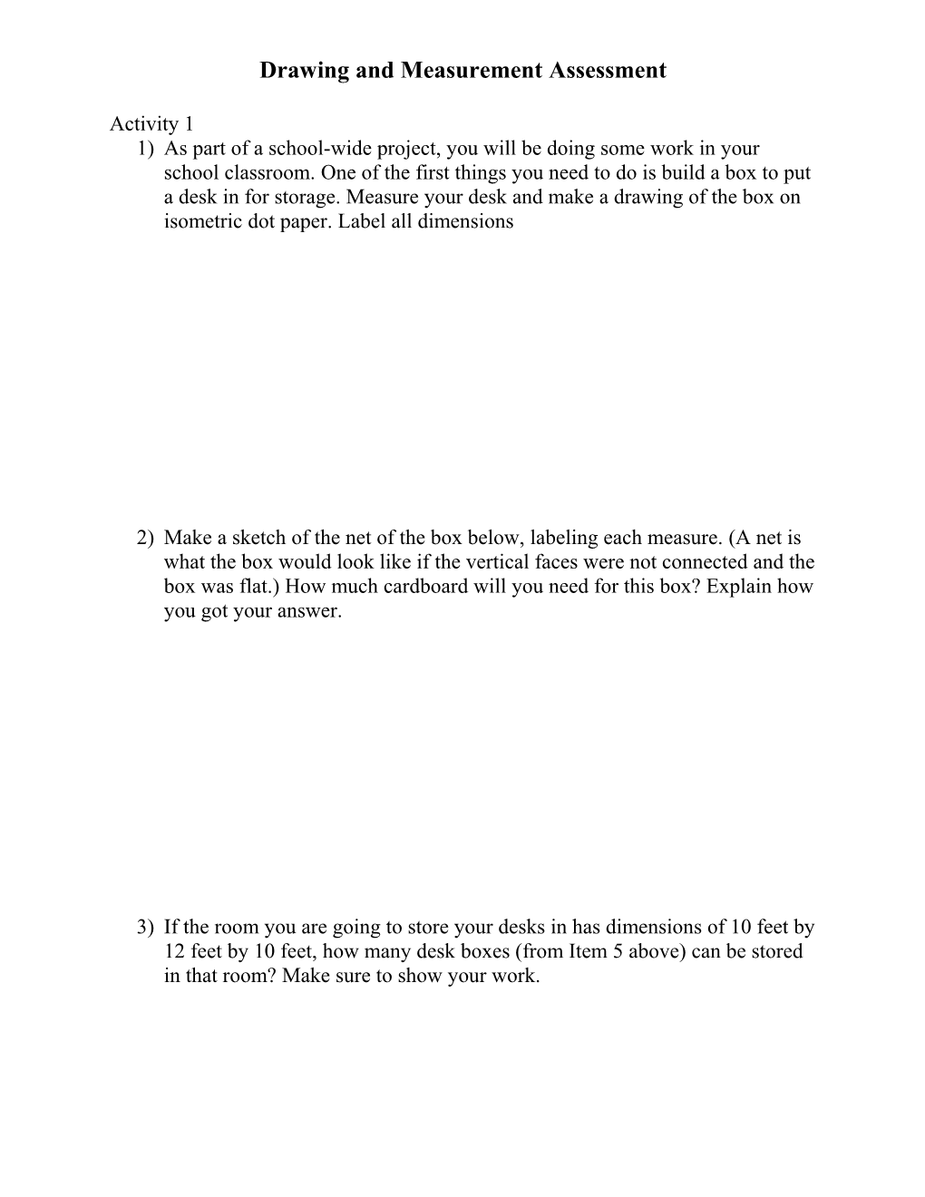 Drawing and Measurement Assessment