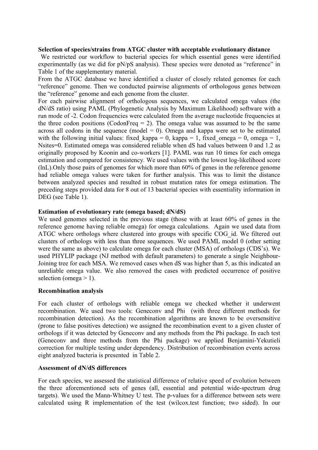 Selection of Species/Strains from ATGC Cluster with Acceptable Evolutionary Distance