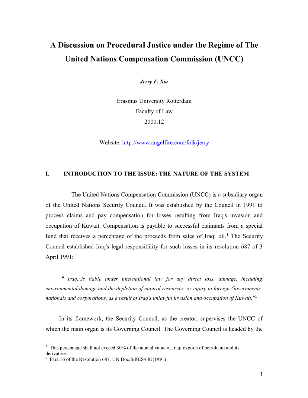 The United Nations Compensation Commission (UNCC)