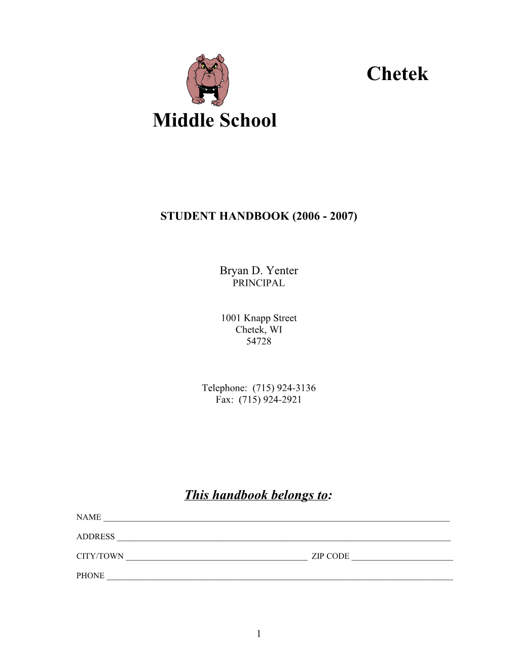 Student Handbook (2006 - 2007)