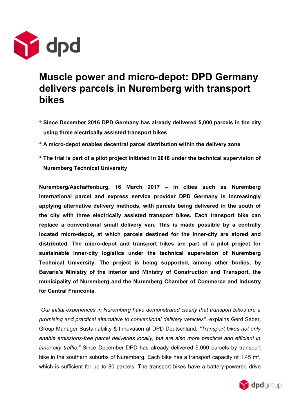 Muscle Power and Micro-Depot: DPD Germany Delivers Parcels in Nuremberg with Transport Bikes