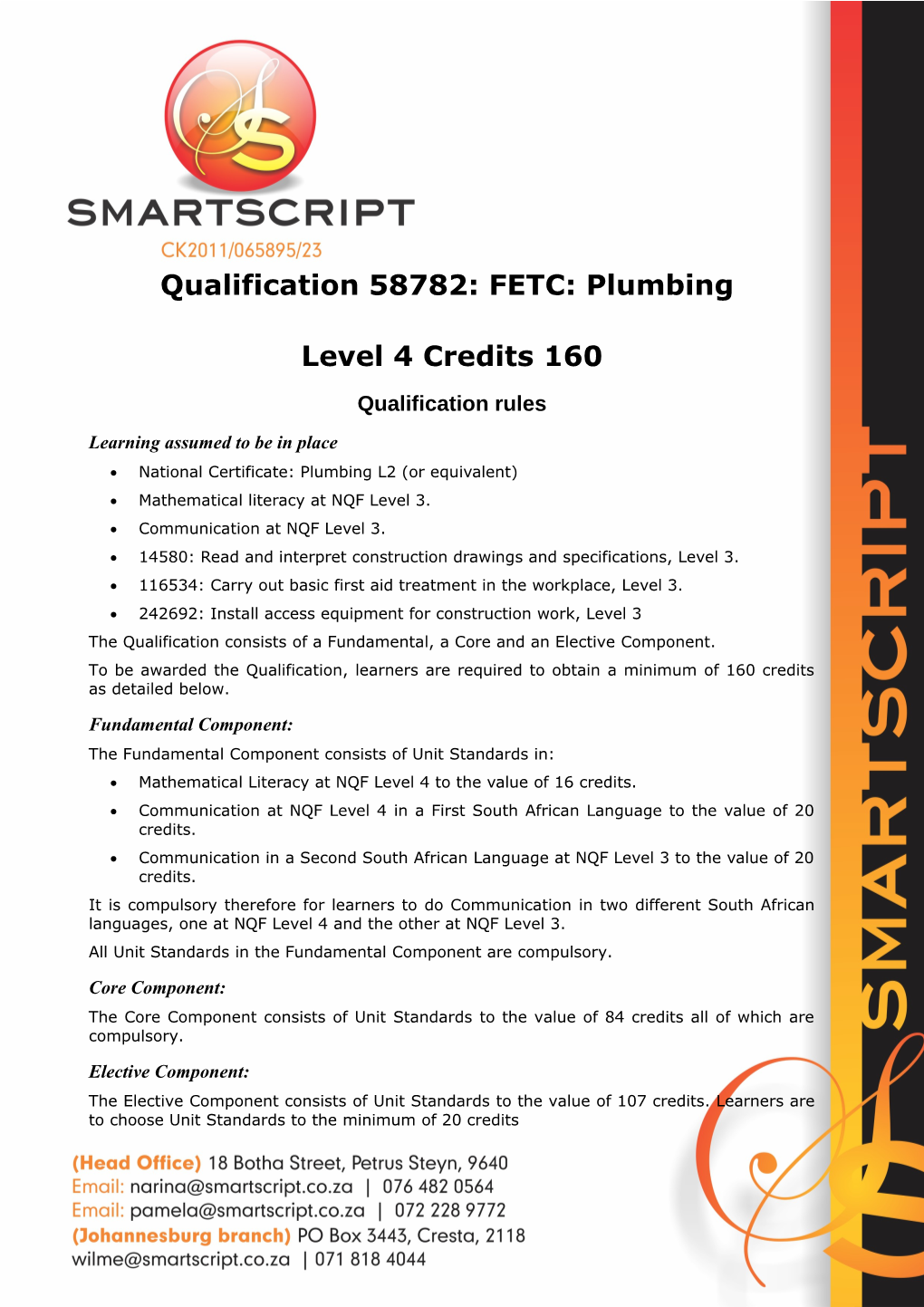 Qualification 58782: FETC: Plumbing