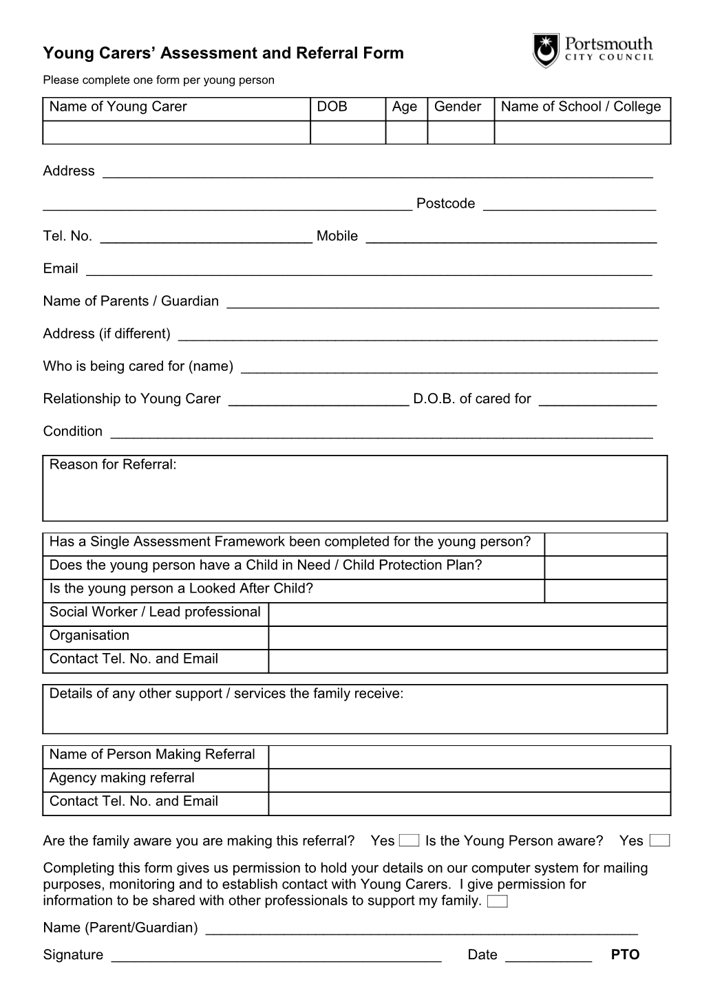 Young Carers Referral Form