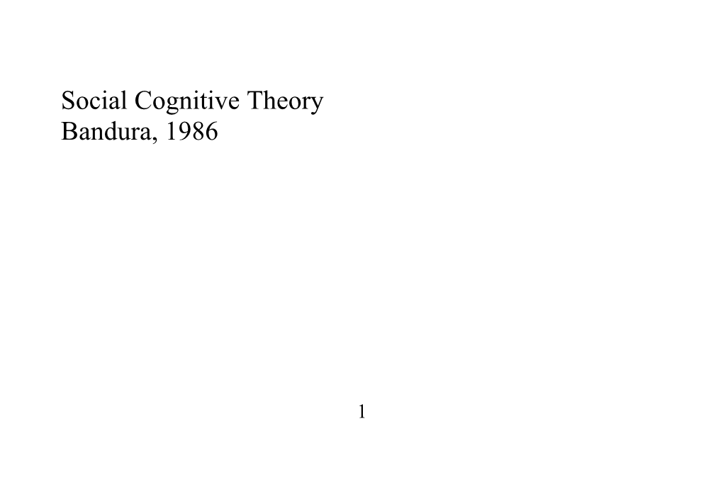 Social Cognitive Theory