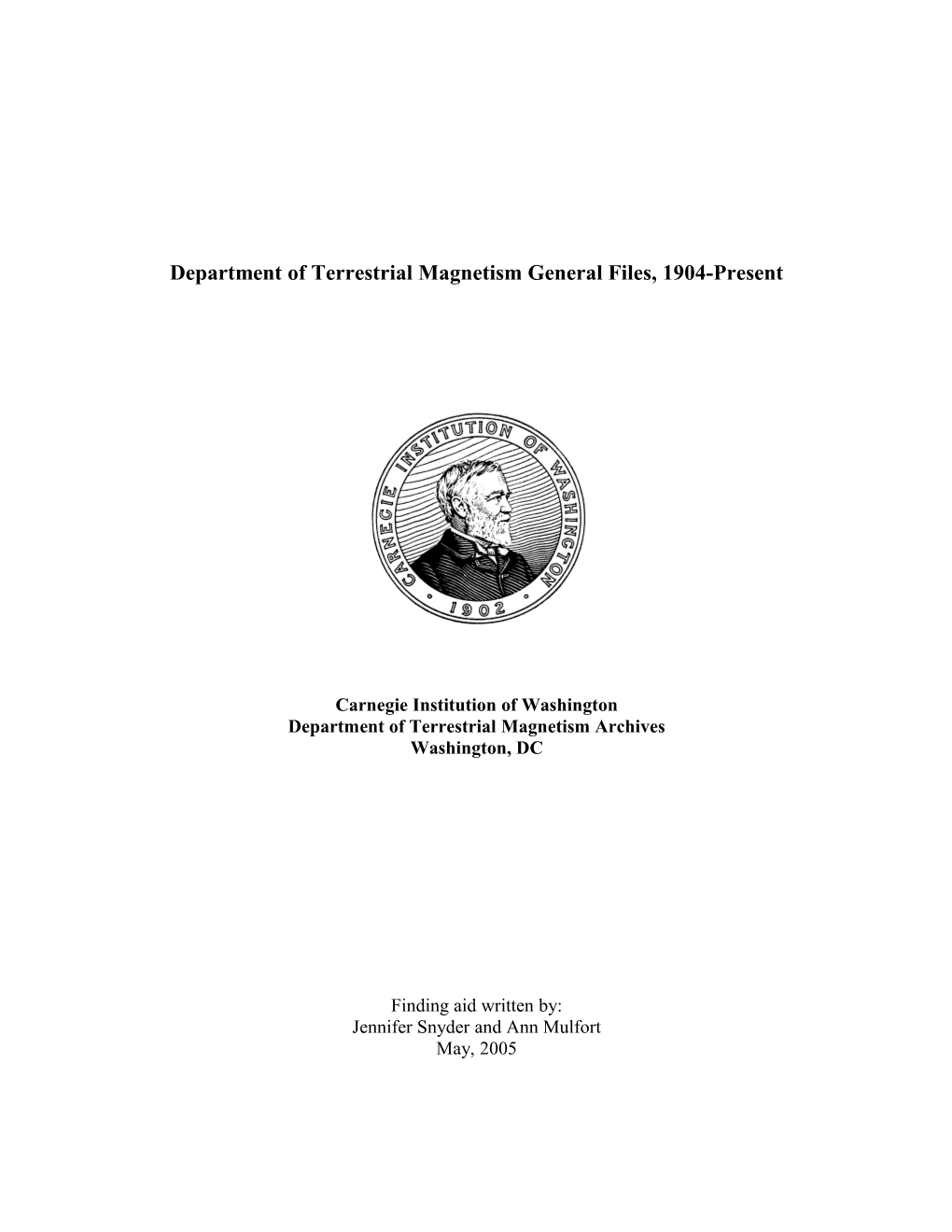 Department of Terrestrial Magnetism General Files