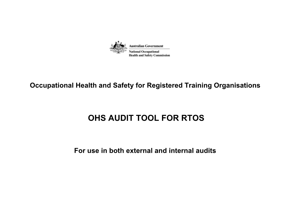 Occupational Health and Safety for Registered Training Organisations