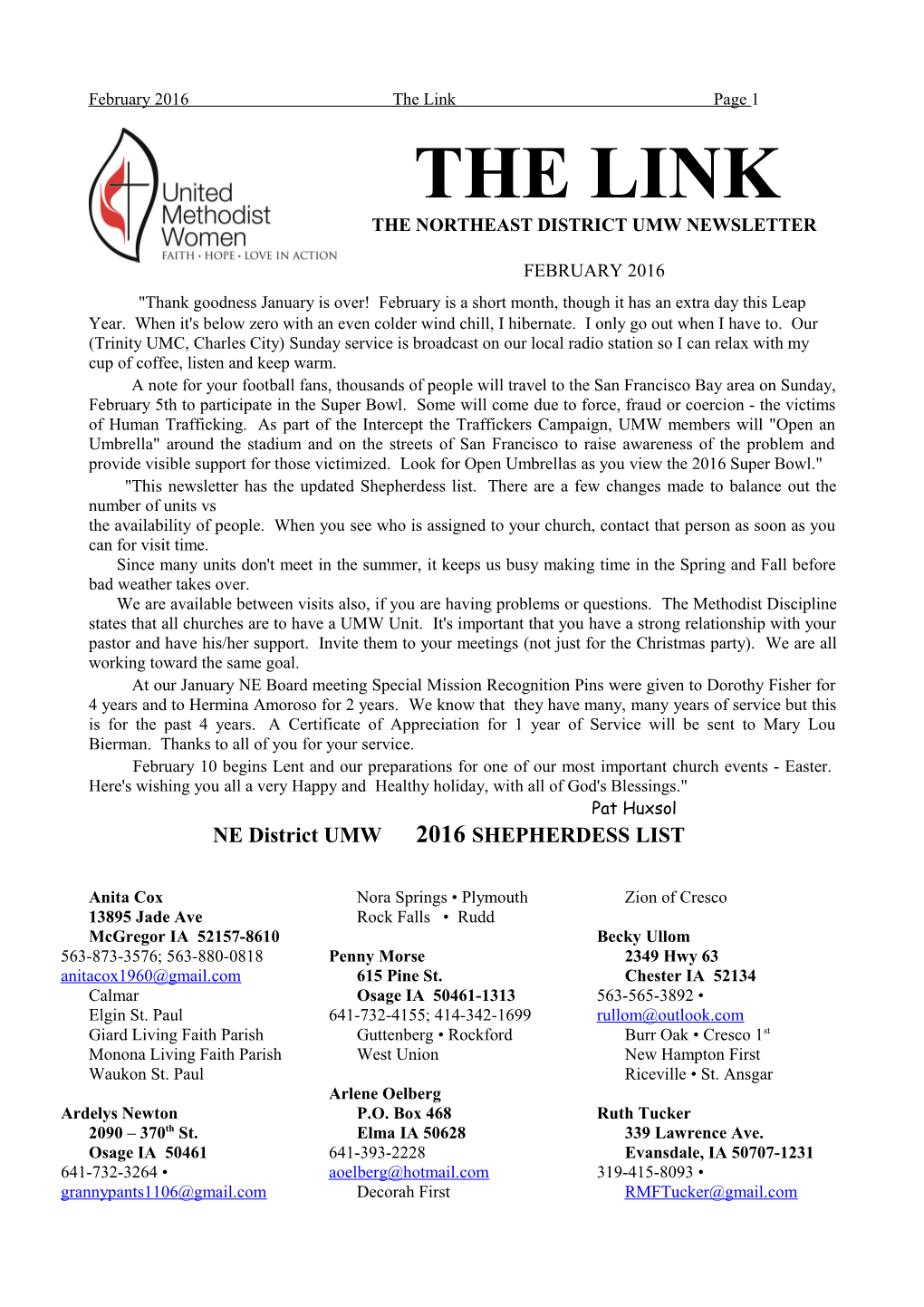The Northeast District UMW Newsletter