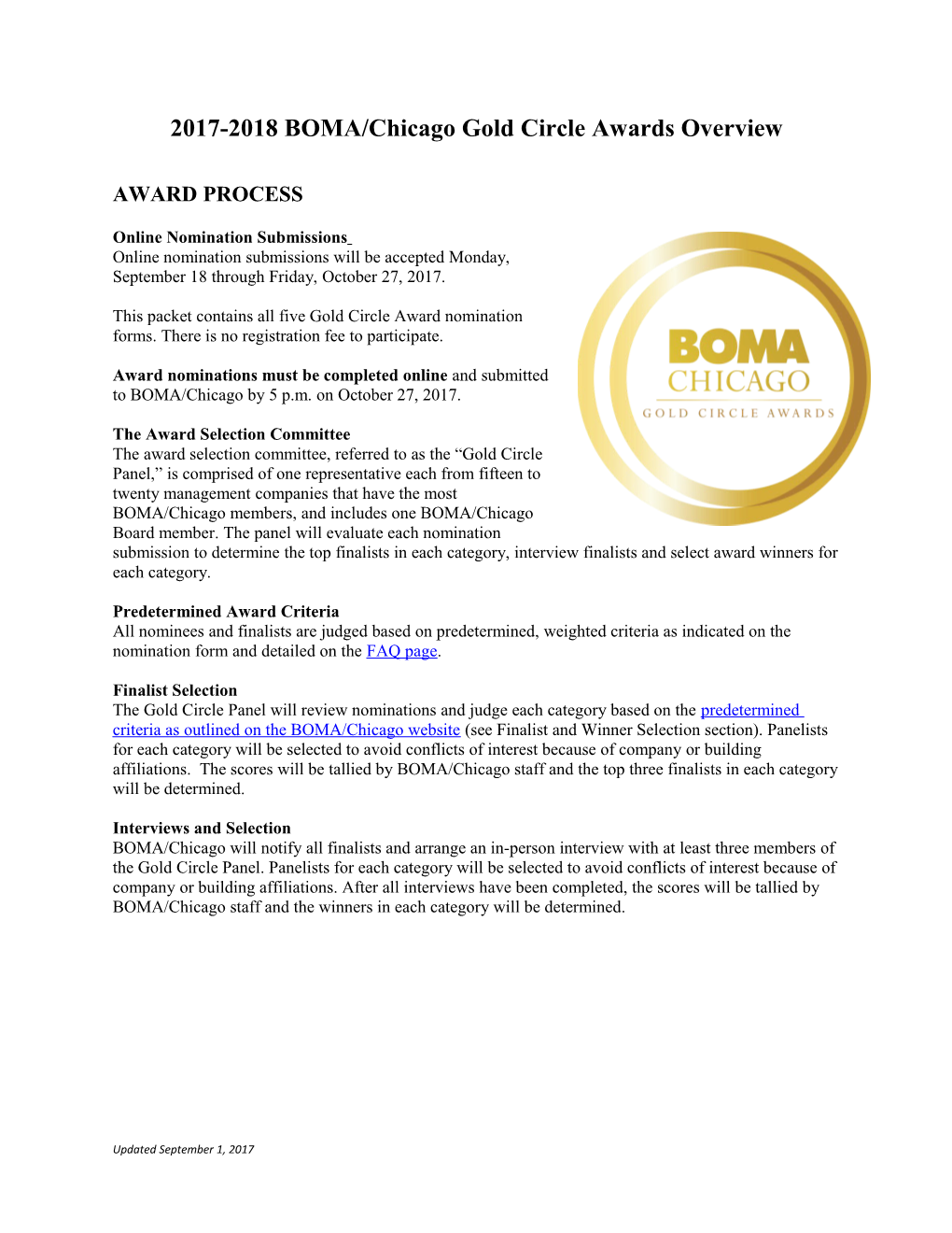 2017-2018 BOMA/Chicago Gold Circle Awards Overview