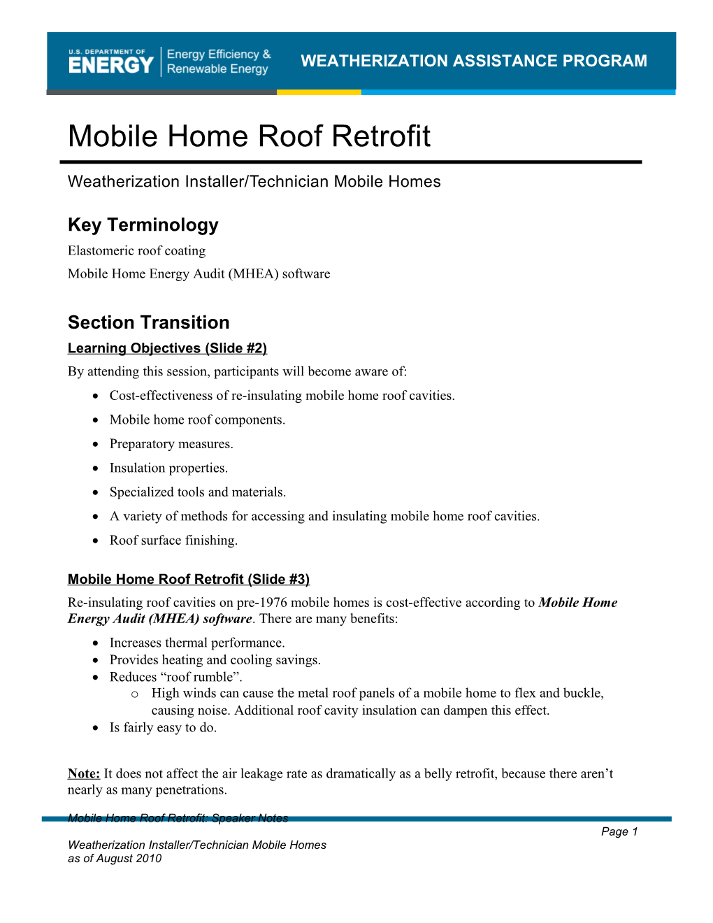 Mobile Home Roof Retrofit