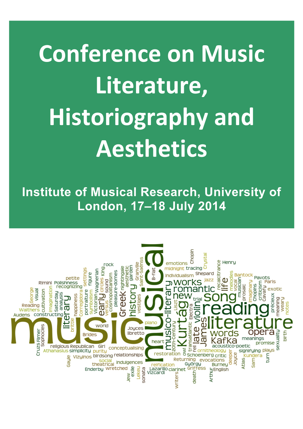 Conference on Music Literature, Historiography and Aesthetics