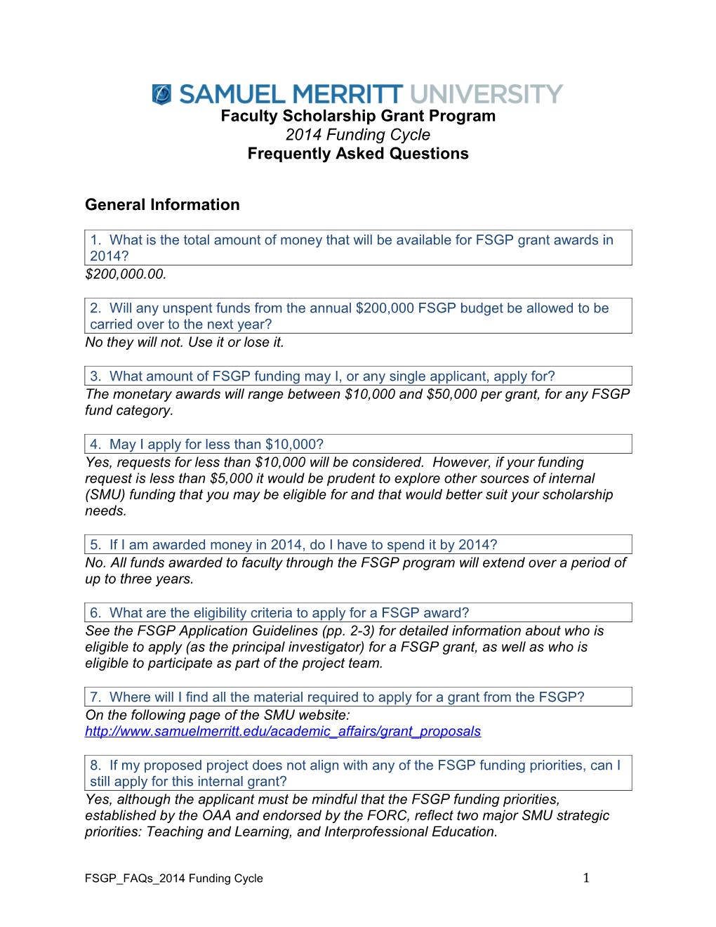 Faculty Scholarship Grant Program