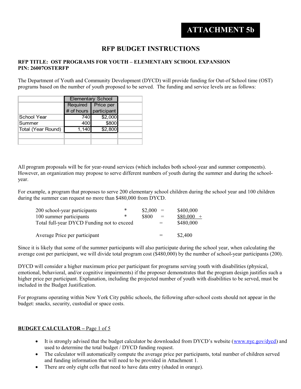 Rfp Title: Ost Programs for Youth Elementary School Expansion