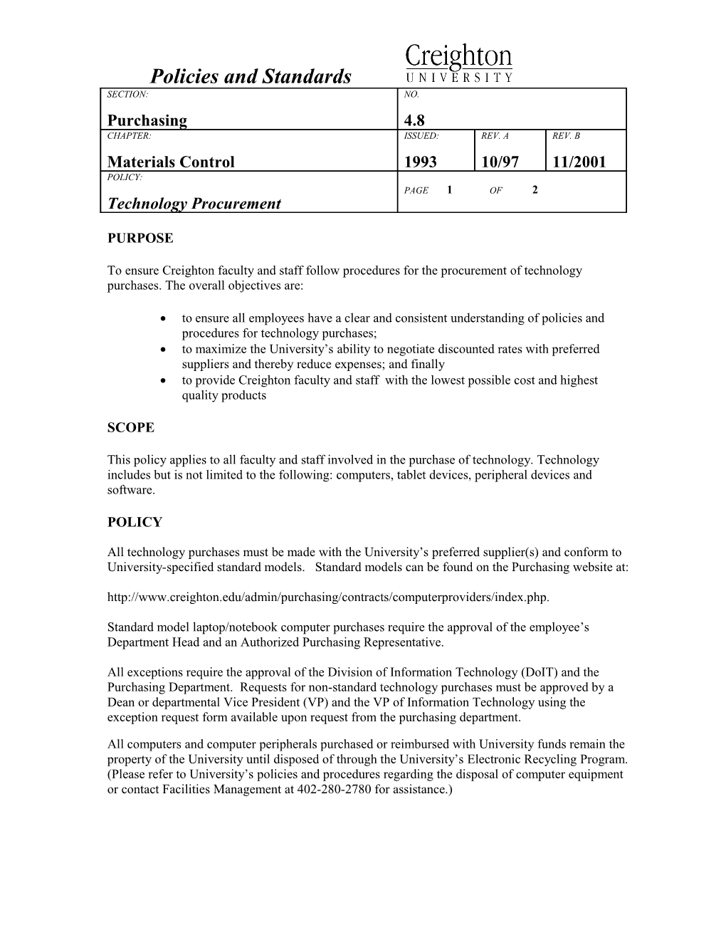 Policies and Standards