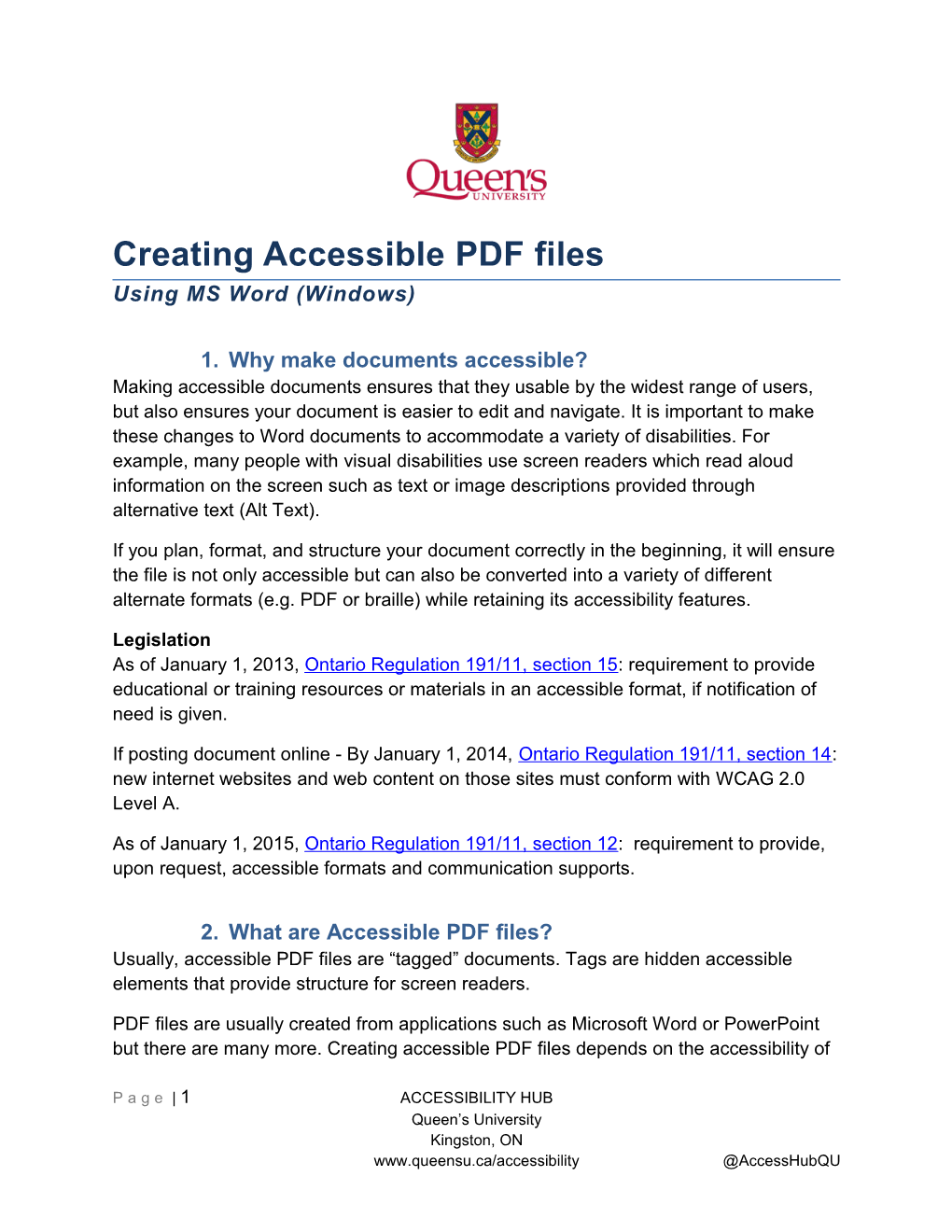Creating Accessible PDF Files Using MS Word for Windows