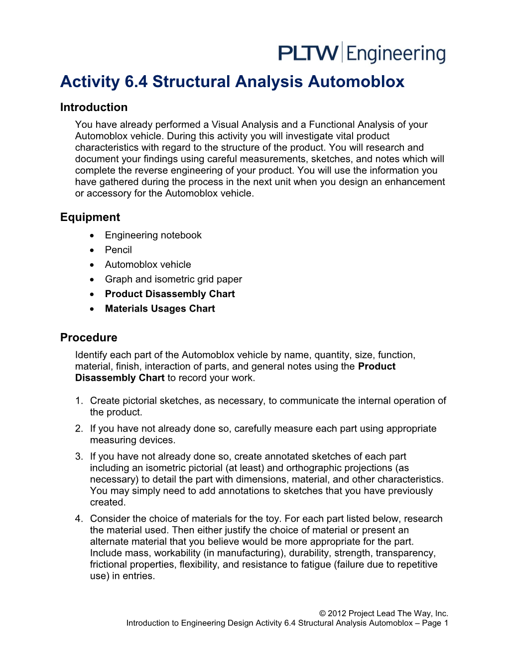 Activity 6.4 Structural Analysis Automoblox