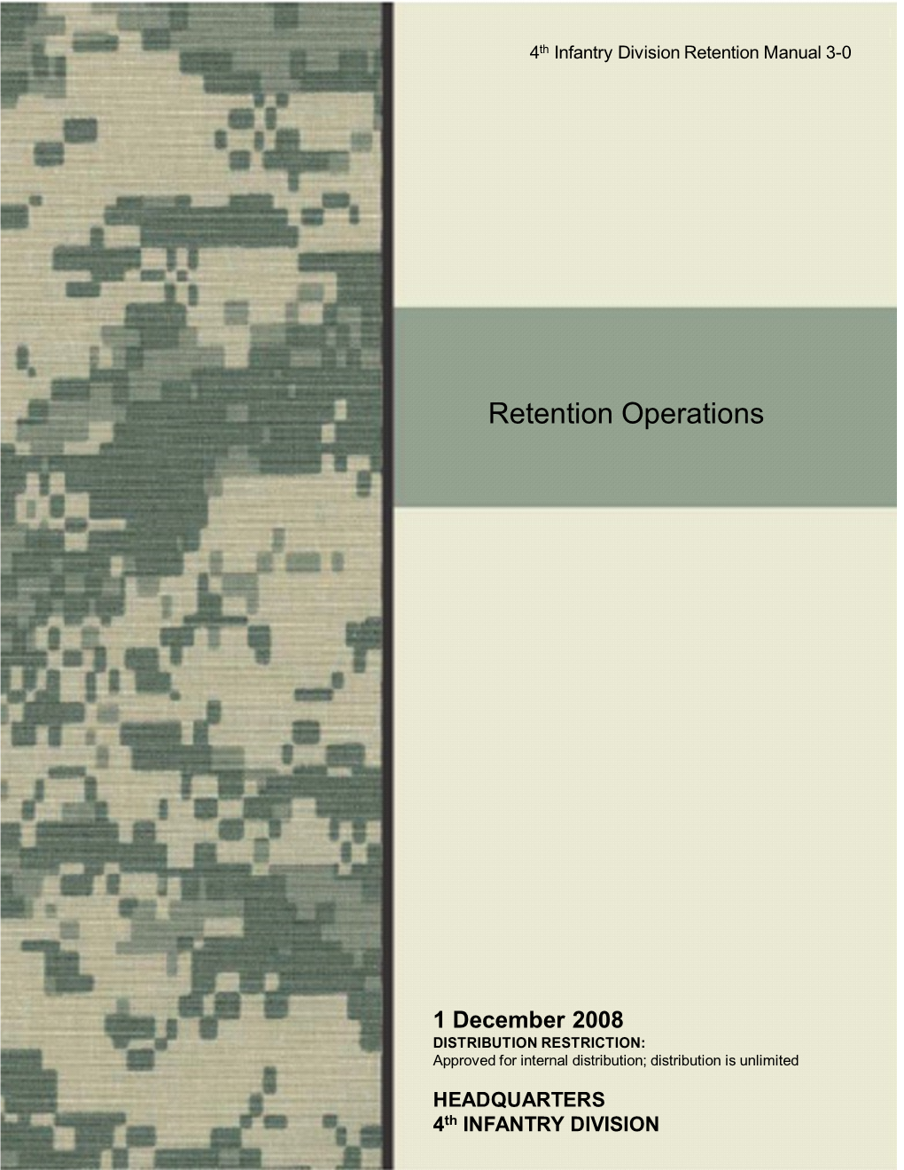 4Th Infantry Division Retention Manual 3-0