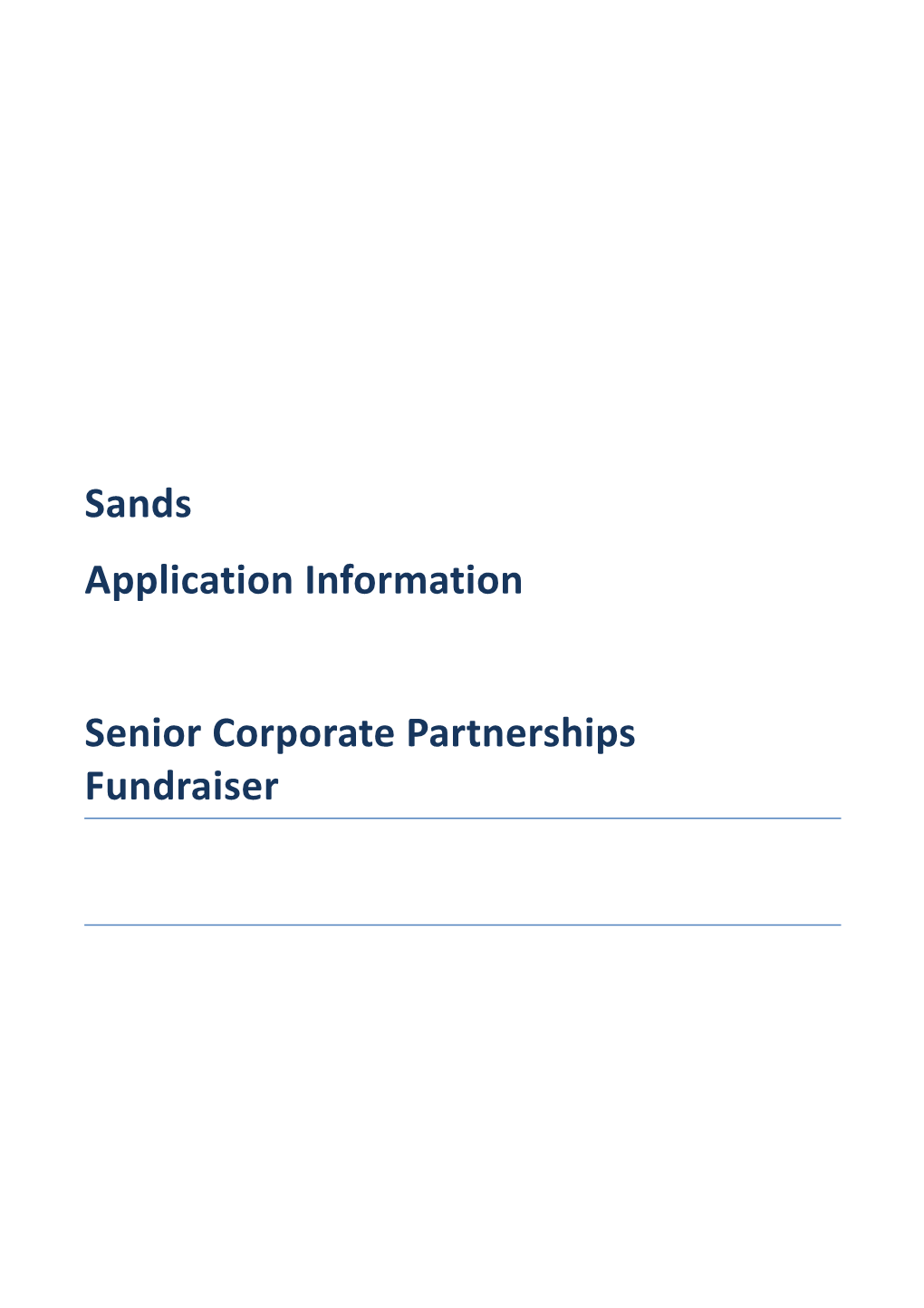 Senior Corporate Partnerships Fundraiser
