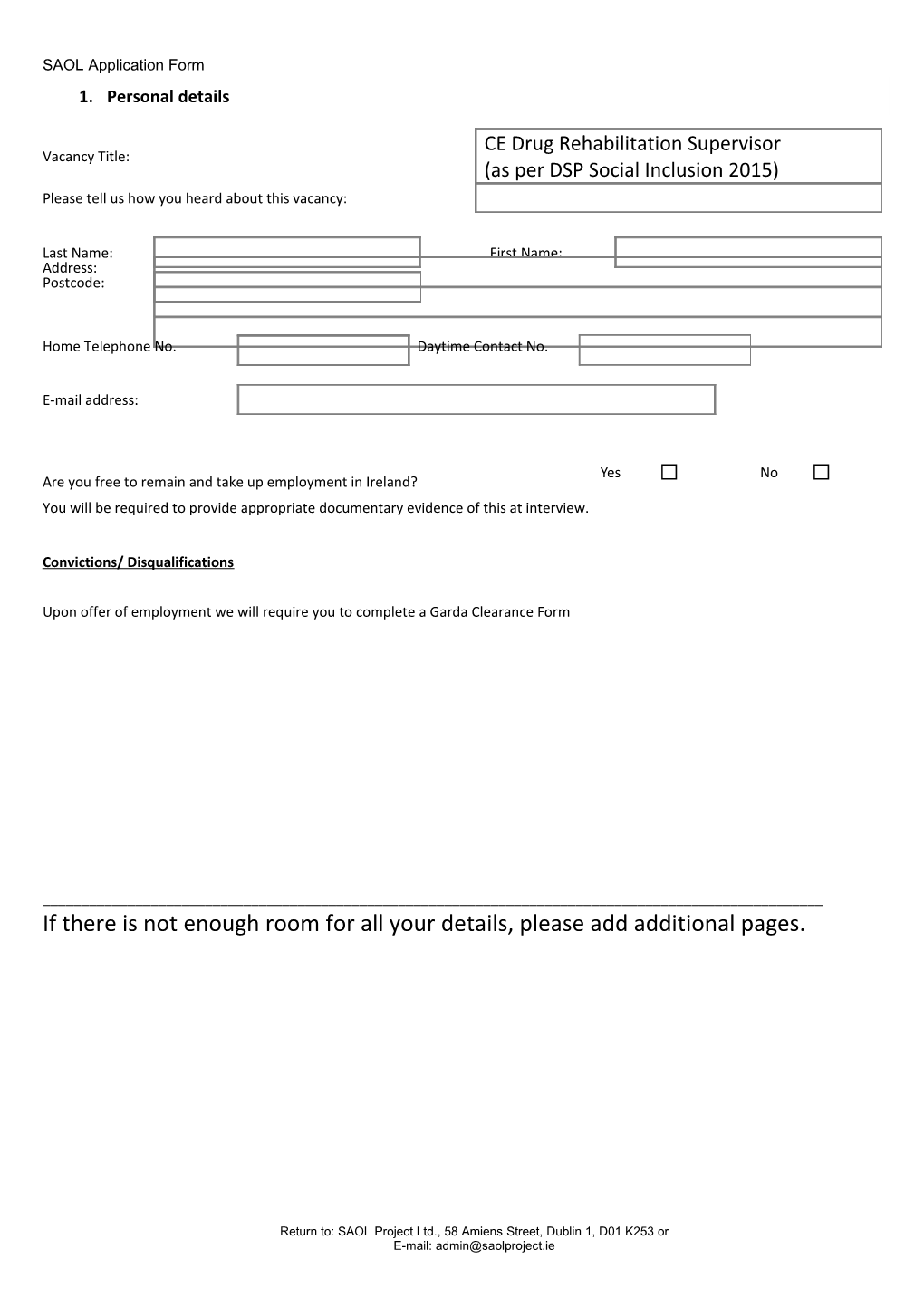 Job Application Form Template s2