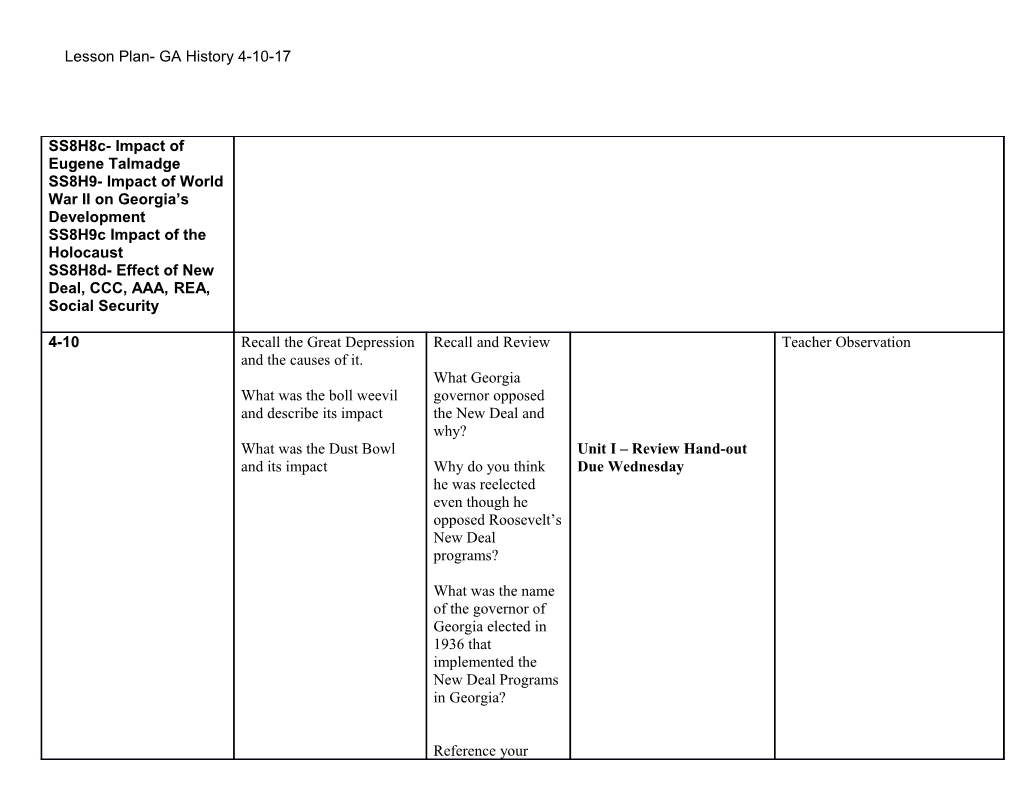 SS8H2 the Student Will Analyze the Colonial Period of Georgia S History