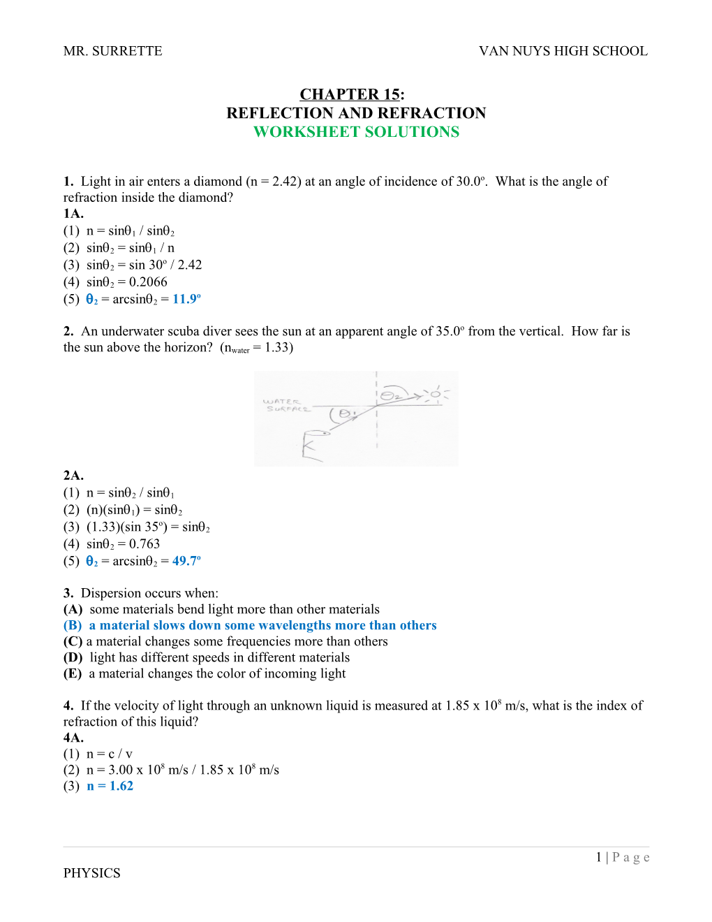 Atomic Physics Worksheet