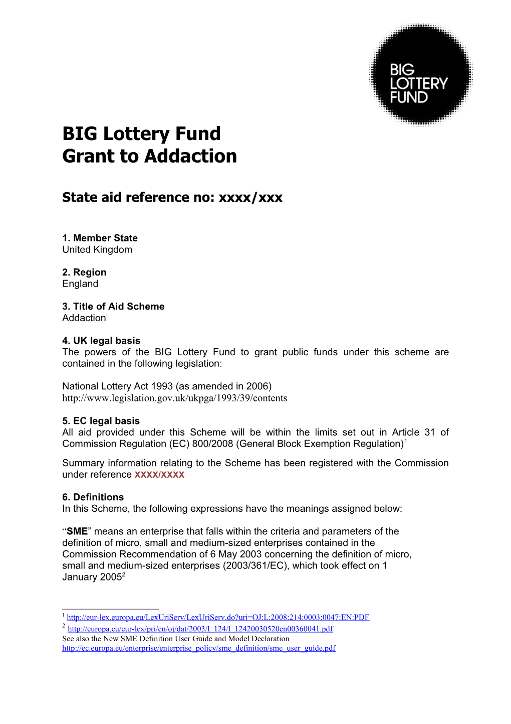 BIG Lottery Fund Grant to Addaction
