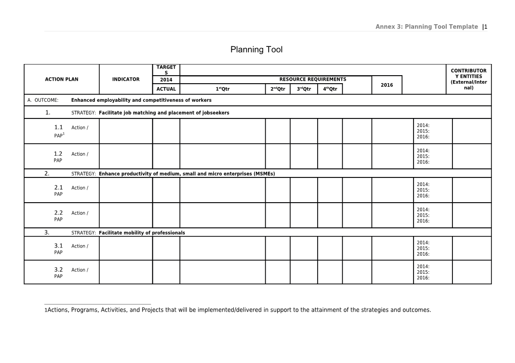 Annex 3: Planning Tooltemplate 1