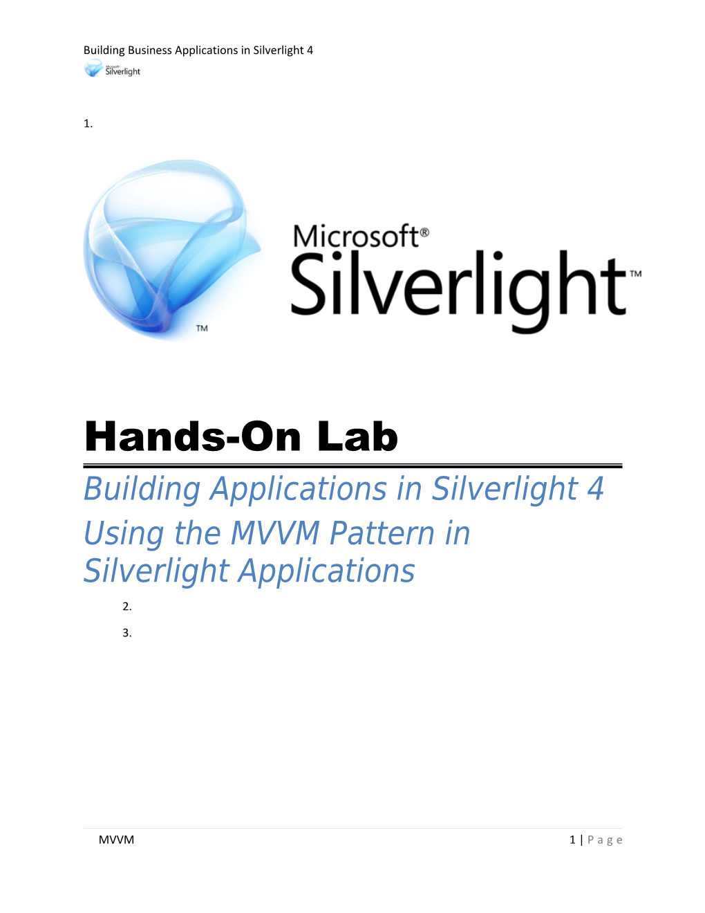 Using the MVVM Pattern in Silverlight Applications s1