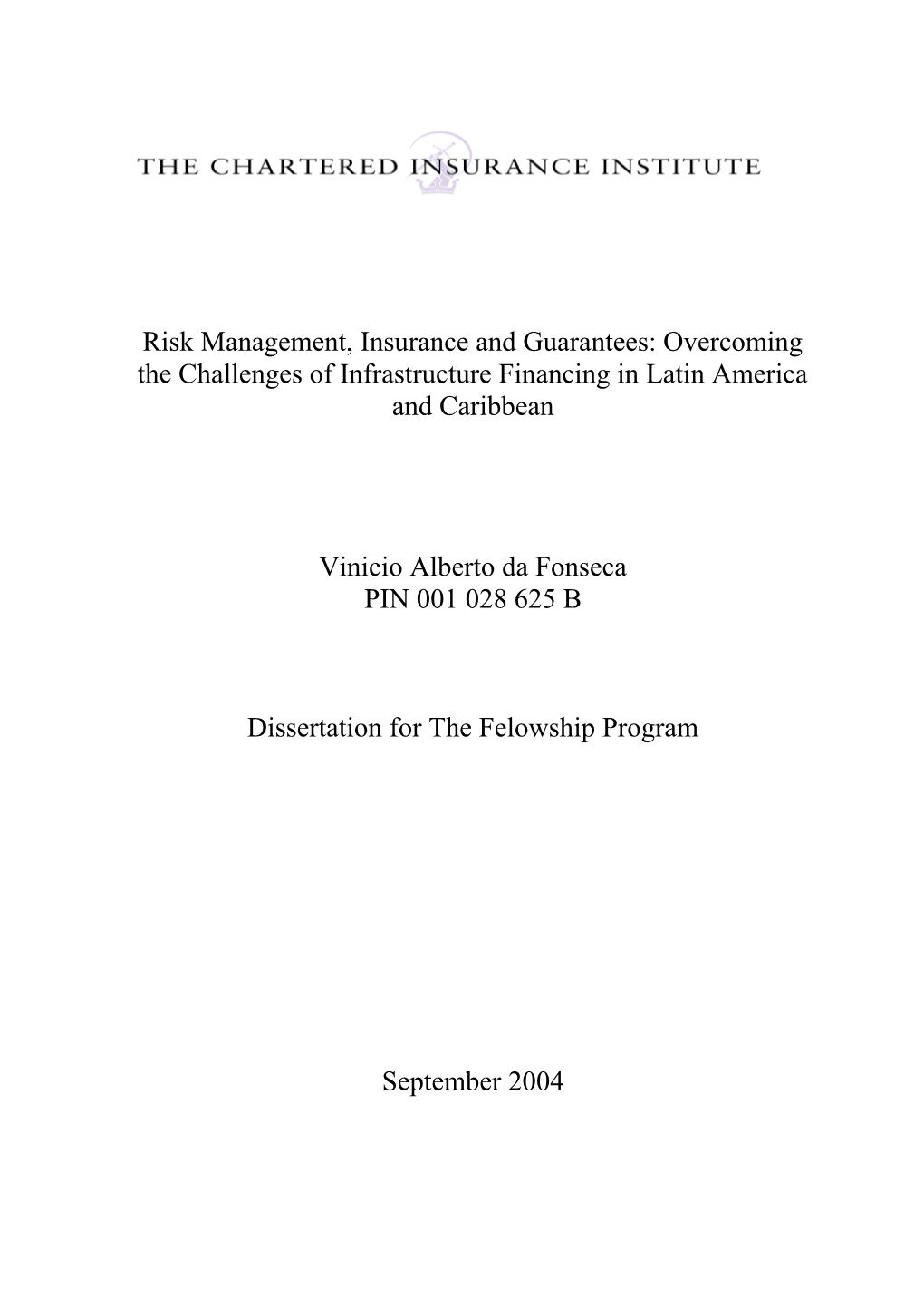 Chapter I- Development of Financial Guarantee Insurance