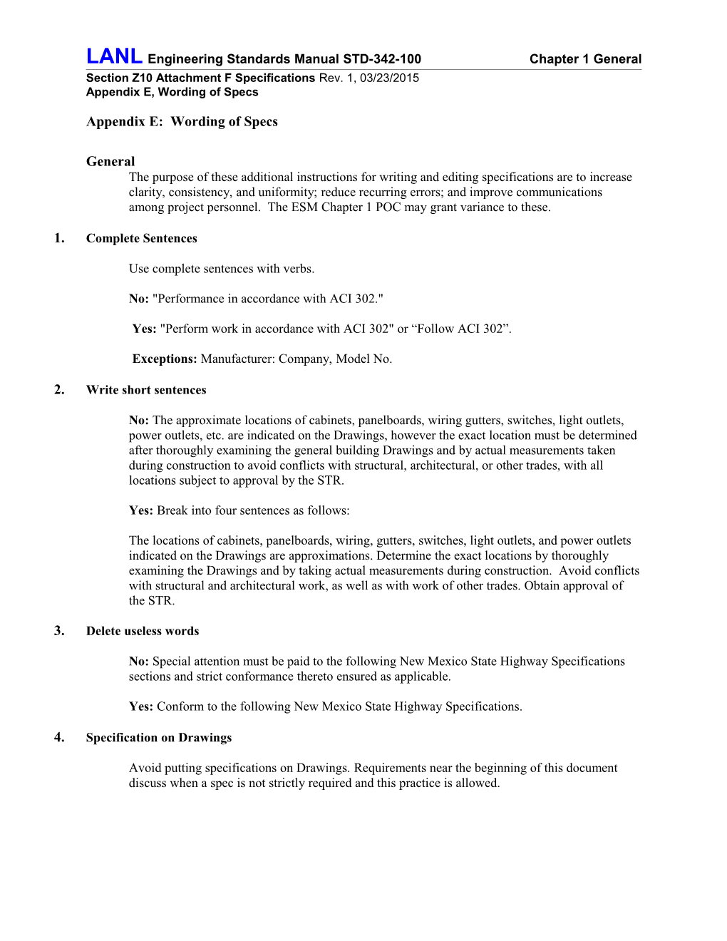 LANL Engineering Standards Manual STD-342-100 Chapter 1 General