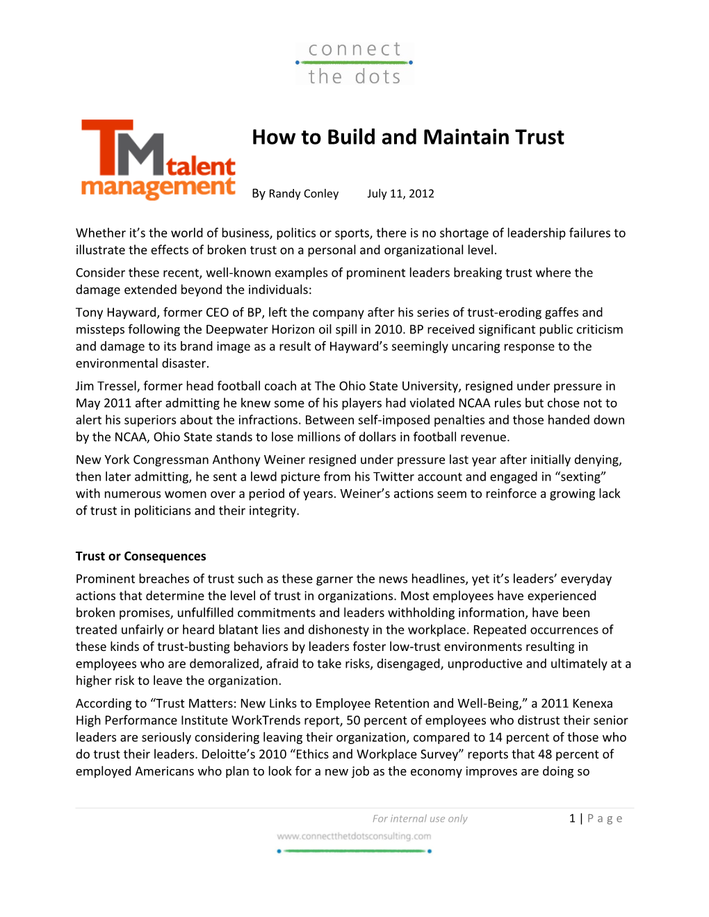How to Build and Maintain Trust