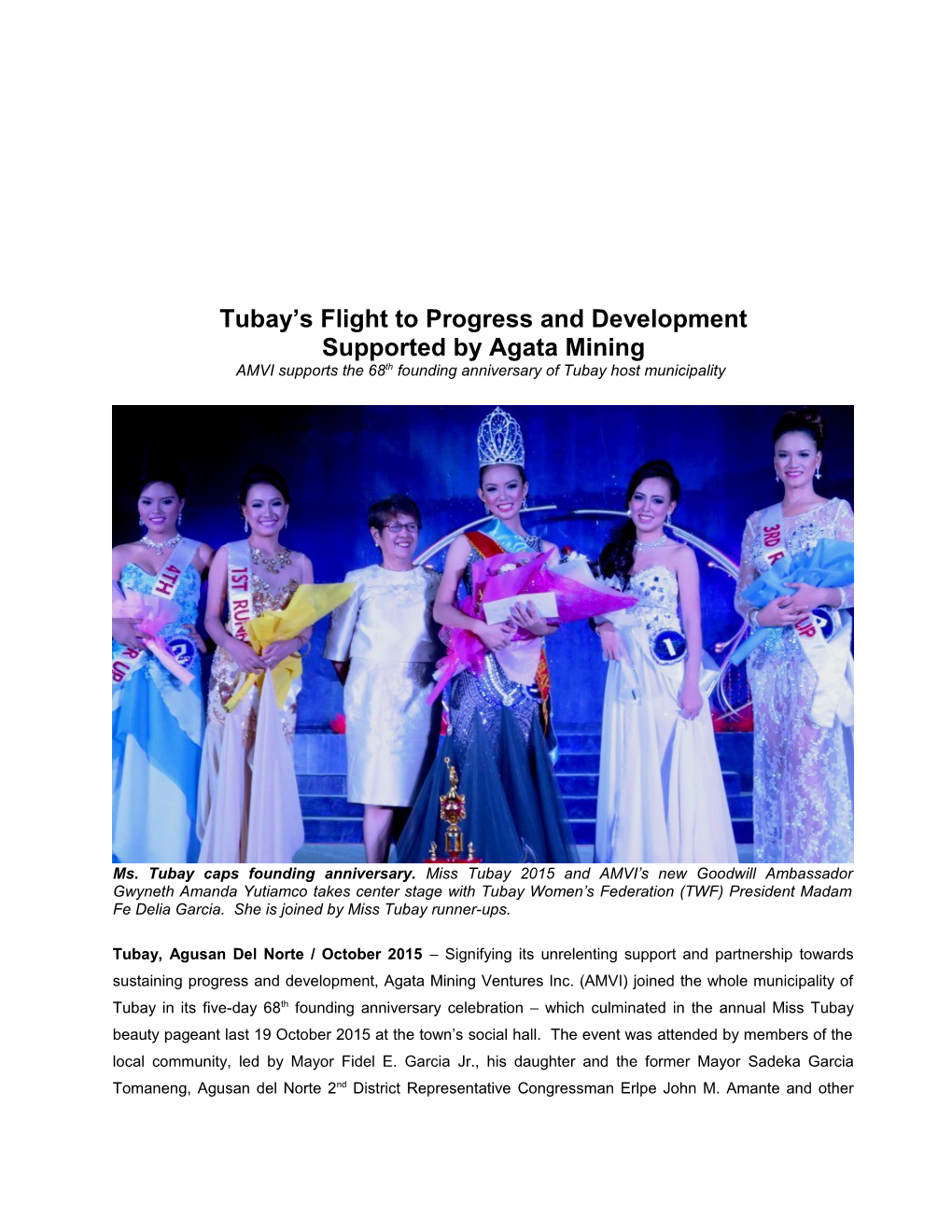 Tubay S Flightto Progress and Development
