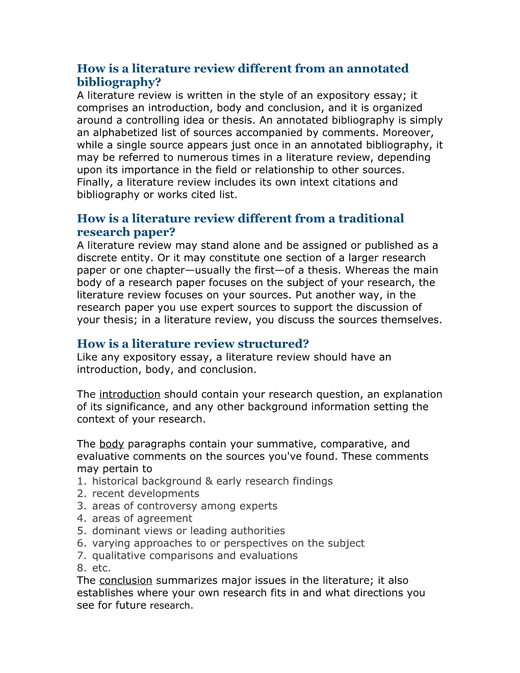 How Is a Literature Review Different from an Annotated Bibliography