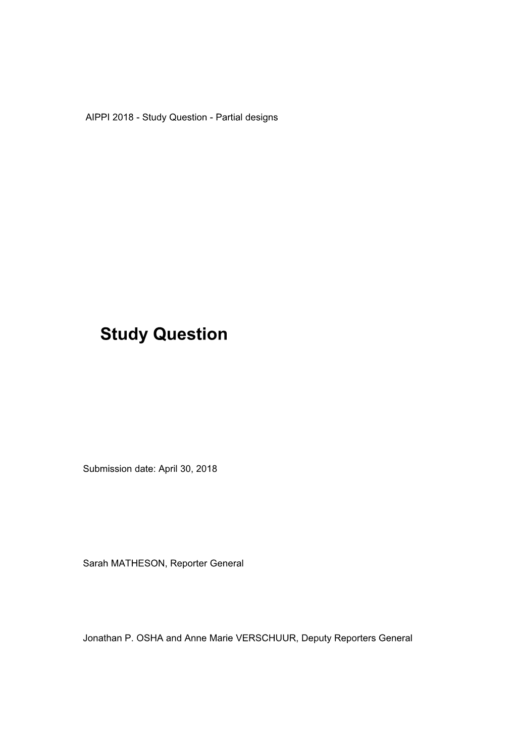 AIPPI 2018 - Study Question - Partial Designs