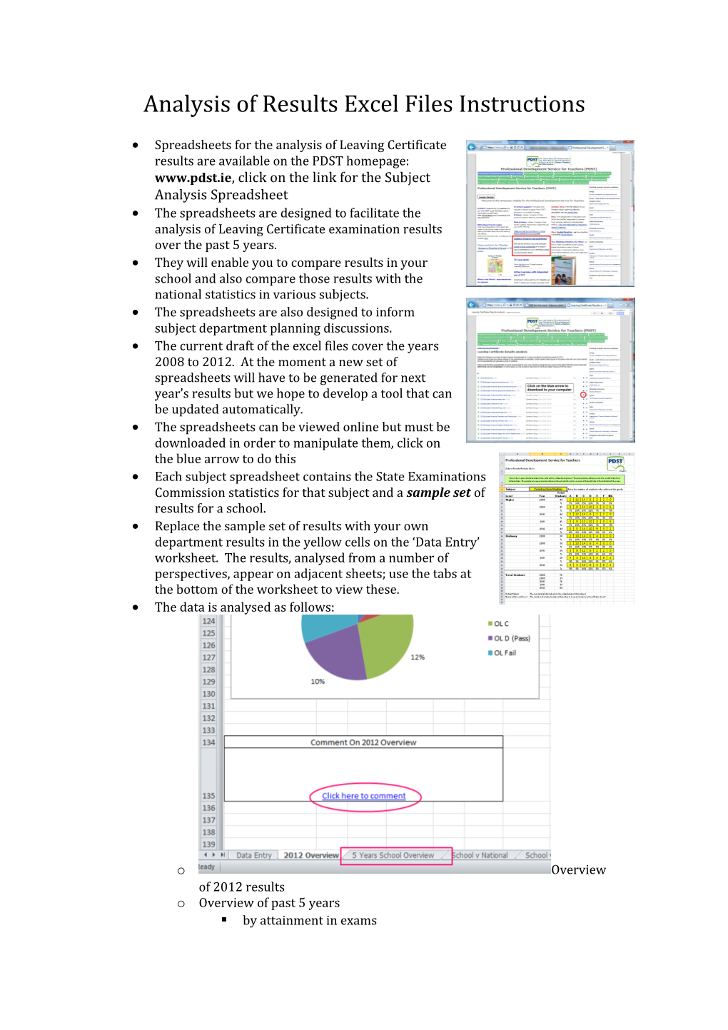 Analysis of Results Excel Files Instructions