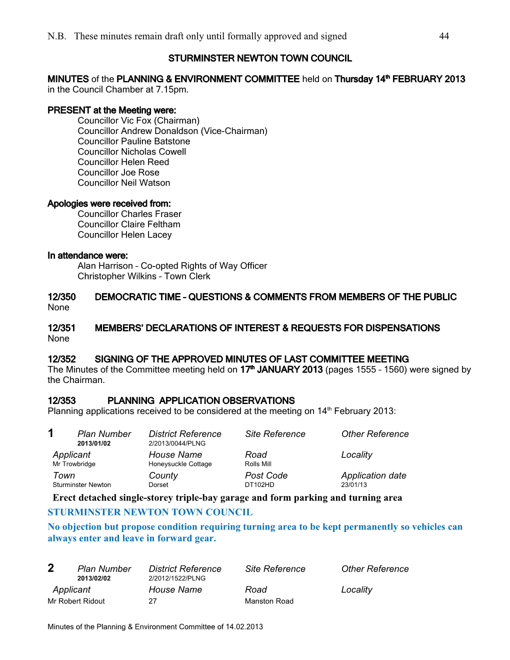 Sturminster Newton Town Council s1