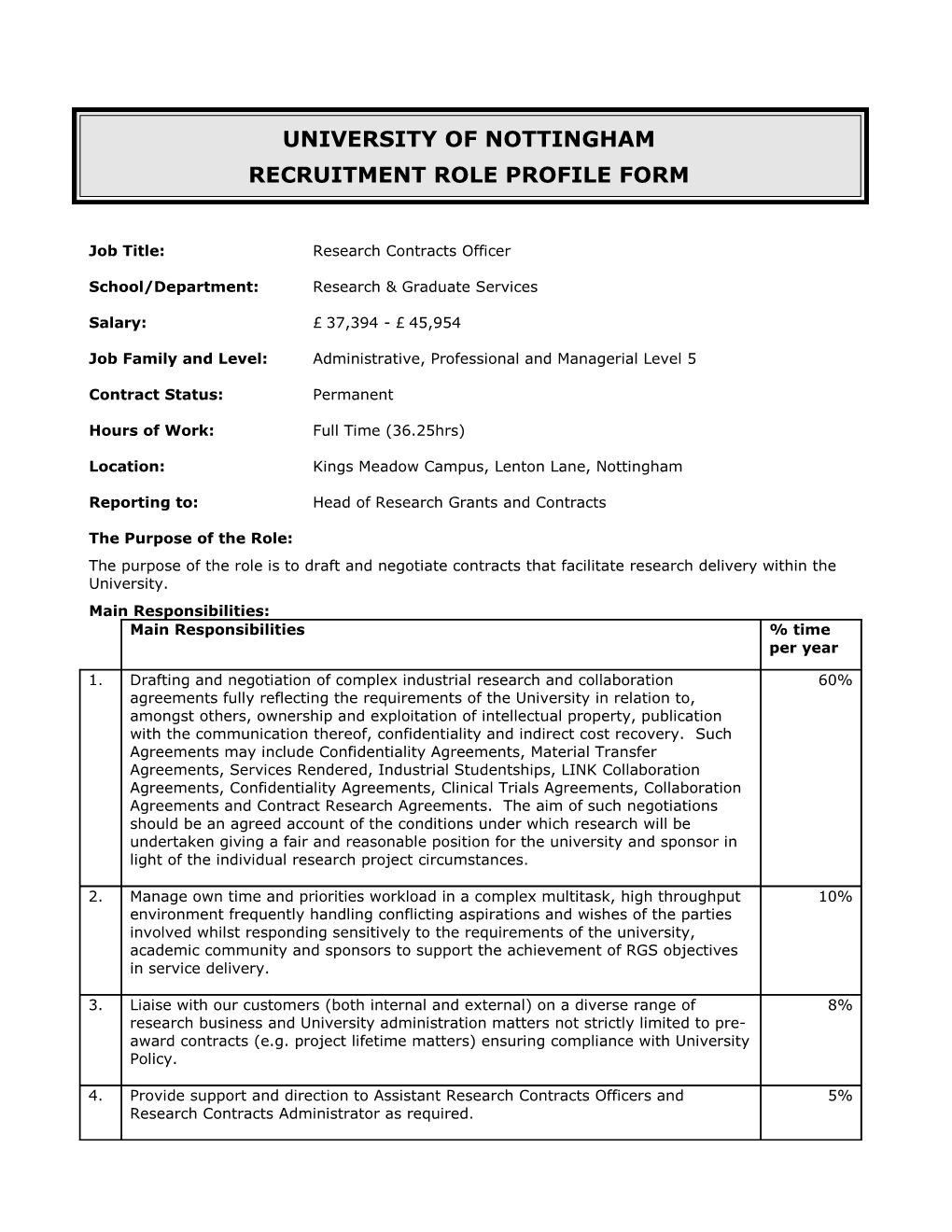 Recruitment Role Profile Form s4