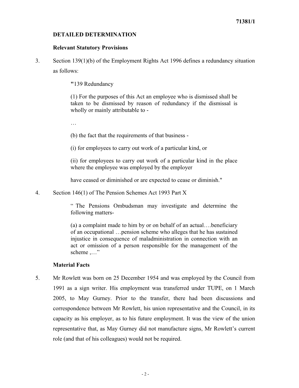 Pension Schemes Act 1993, Part X s20