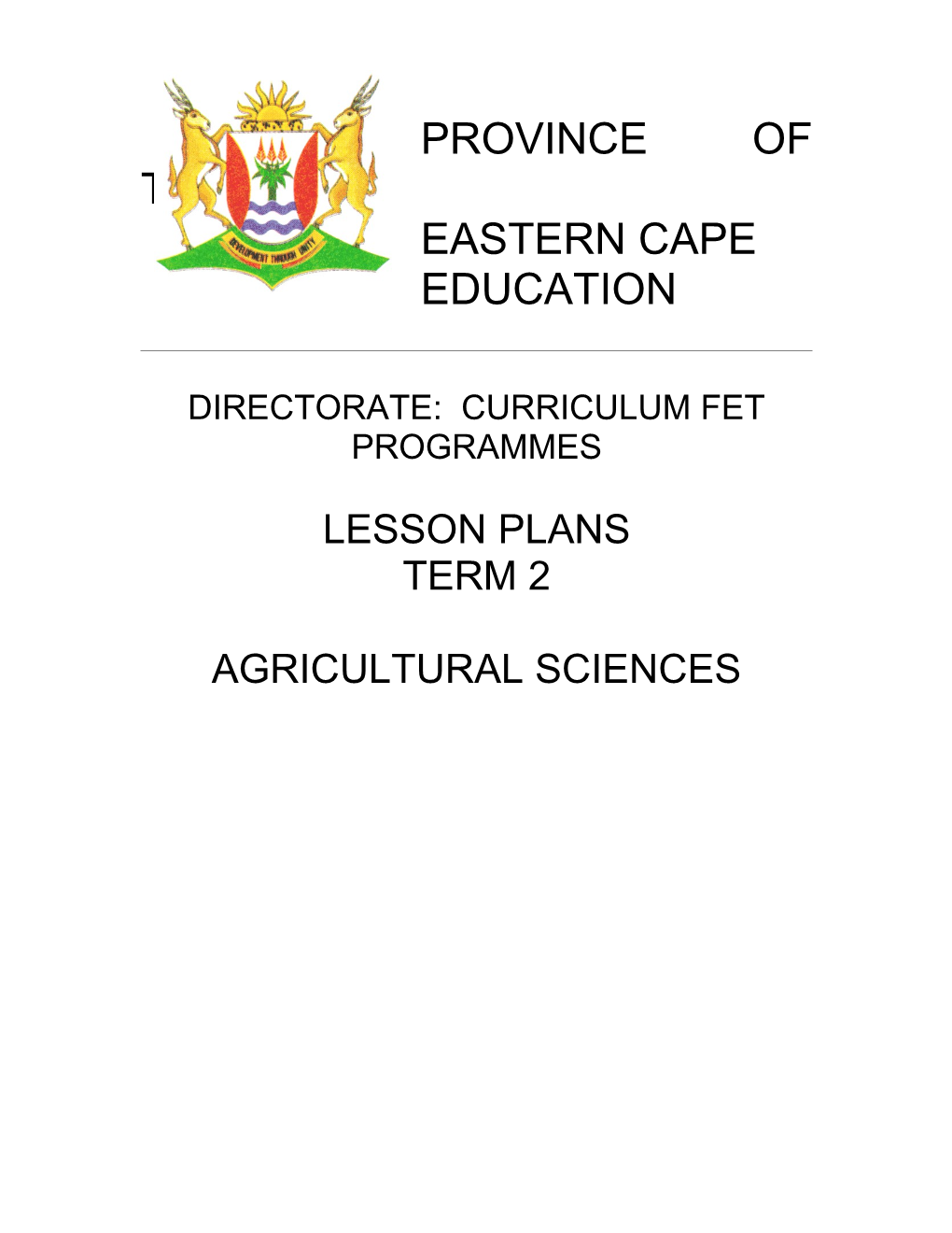 Lesson Plan Format for Agricultural Sciences