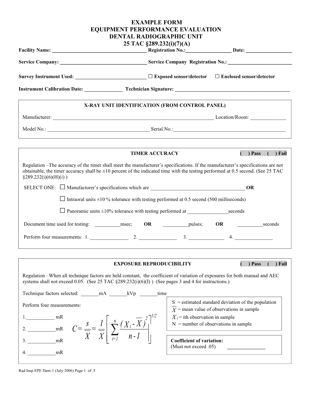 Equipment Performance Evaluation