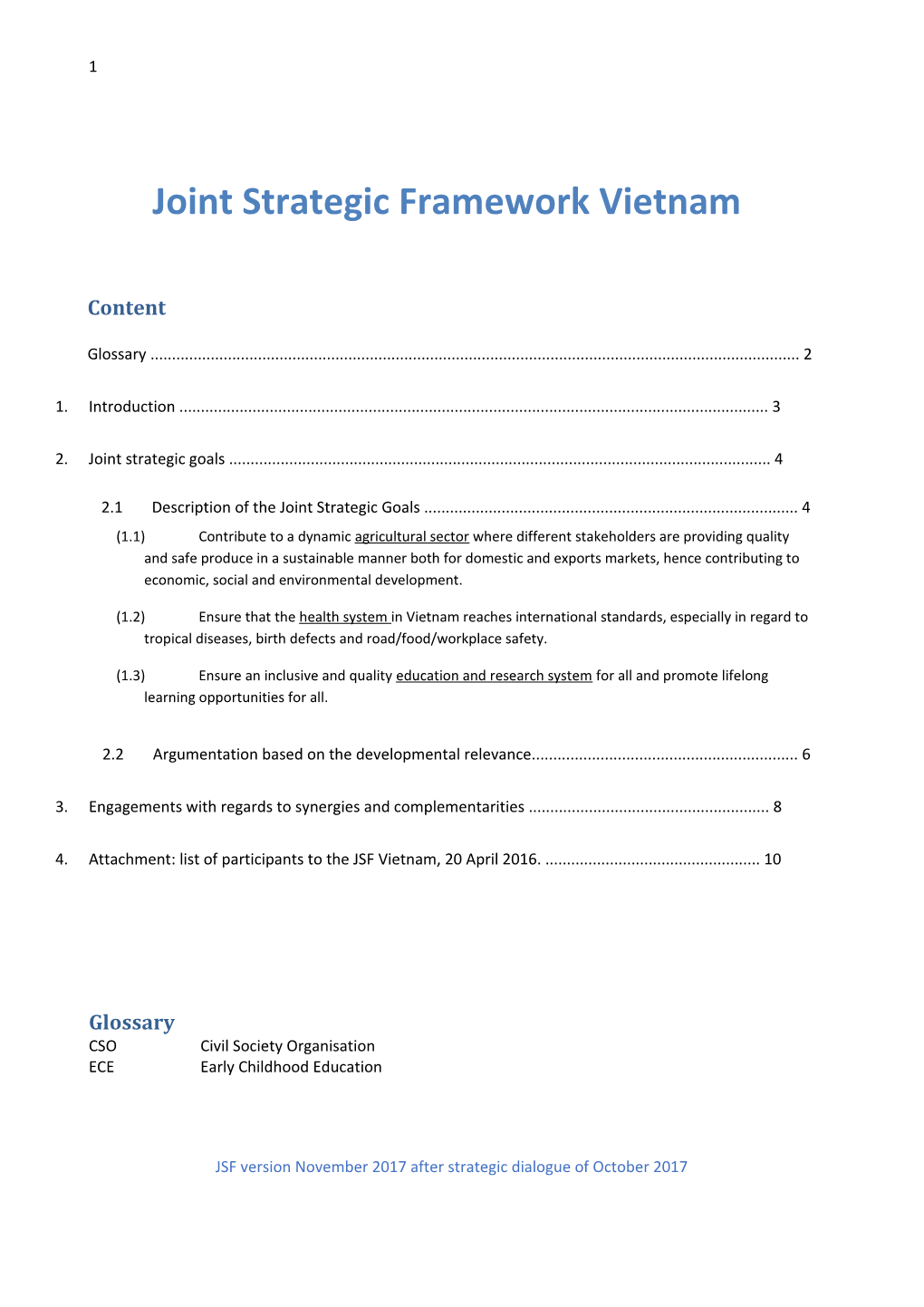 Joint Strategic Framework Vietnam