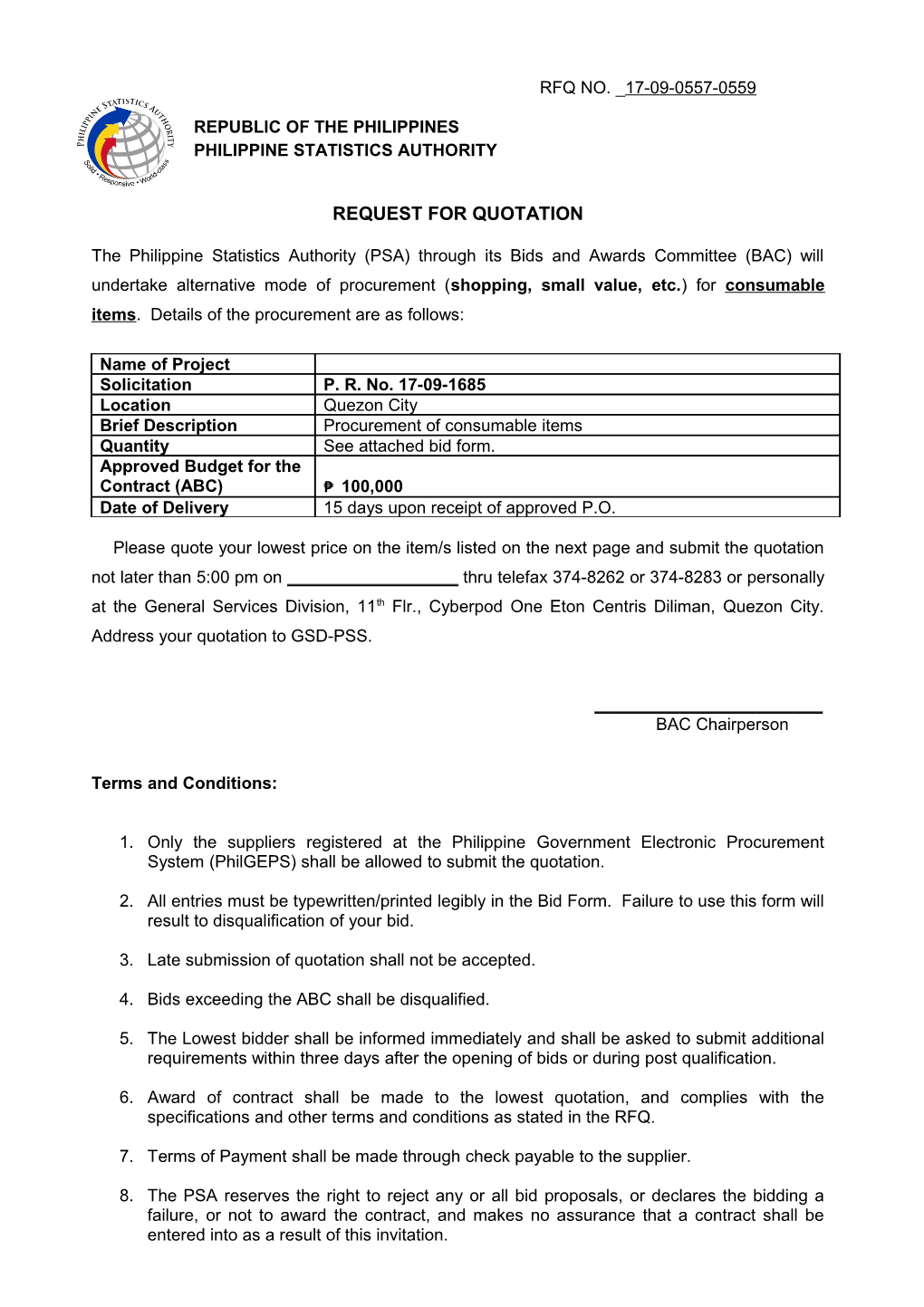 Request for Quotation s25