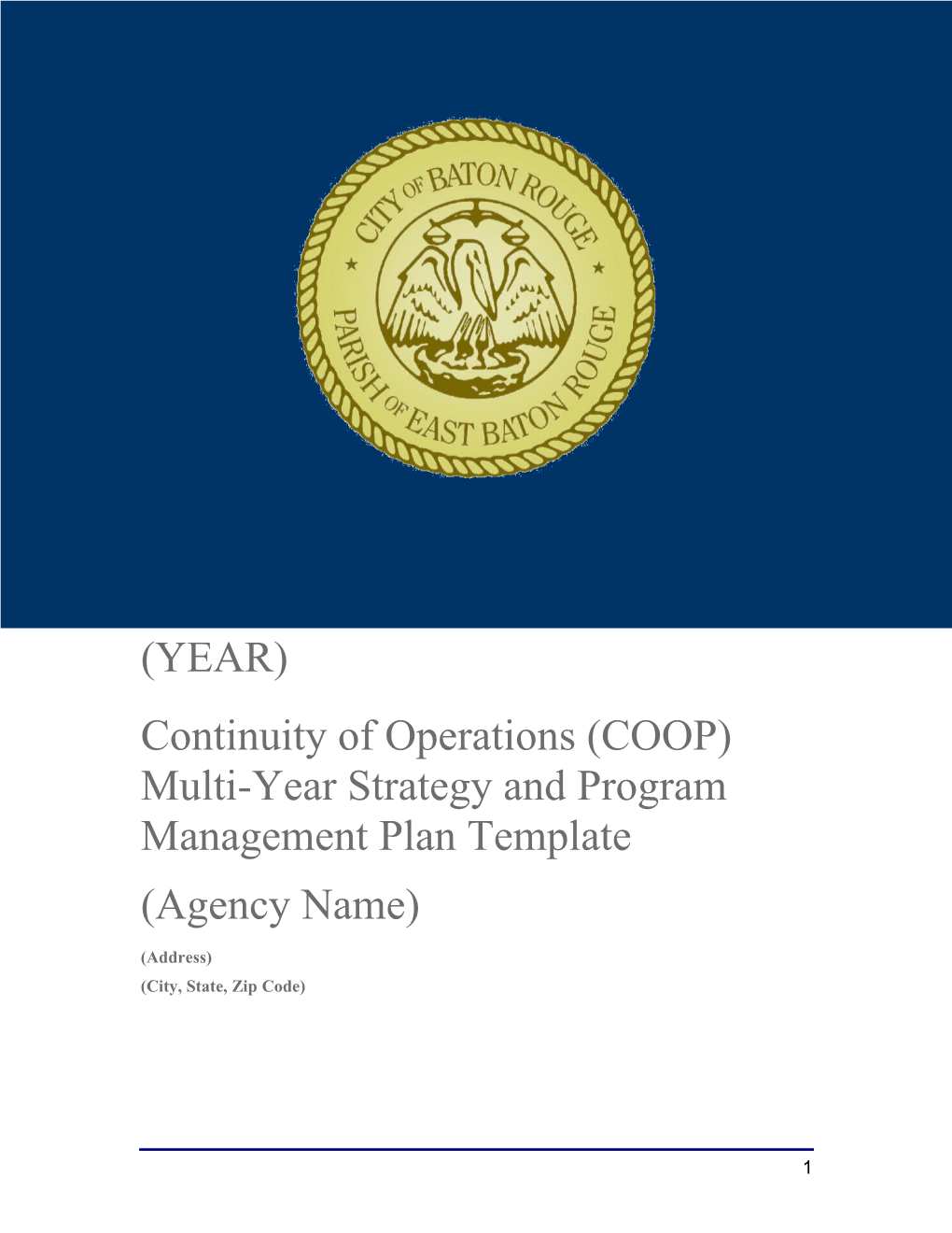 Continuity Of Operations (COOP) Multi-Year Strategy And Program Management Plan Template